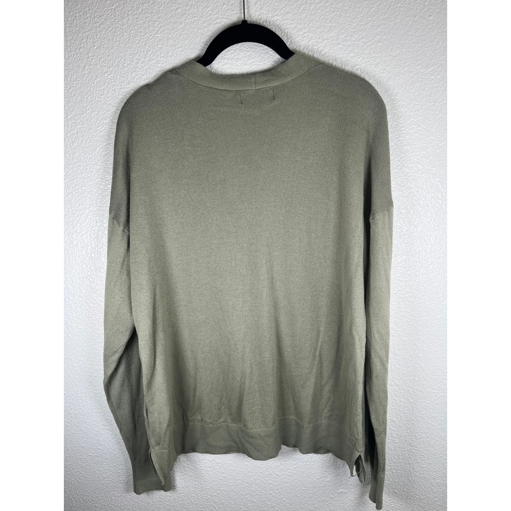 Banana Republic Cotton Viscose V-Neck Cardigan Lightweight Sweater Sage Green LG - Picture 7 of 7